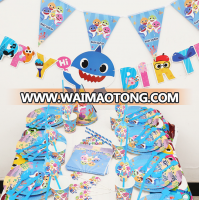 Baby Shark Party Supplies Pack, Disposable Tableware and Birthday Party Decoration Set