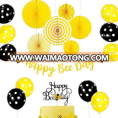 Happy Bee Day Banner Cake Topper Bumble Bee Baby Shower Decoration Bumble Bee Balloons for Baby birthday