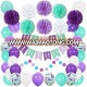 Happy Birthday Banner Pom Pom flower Latex Confetti Balloons for Birthday Party